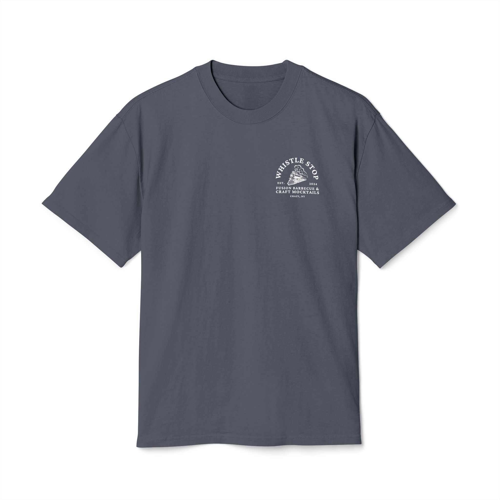Whistle Stop Oversized Faded BBQ Tee — Whistle Stop Fusion Barbecue & Craft Mocktails Shirt