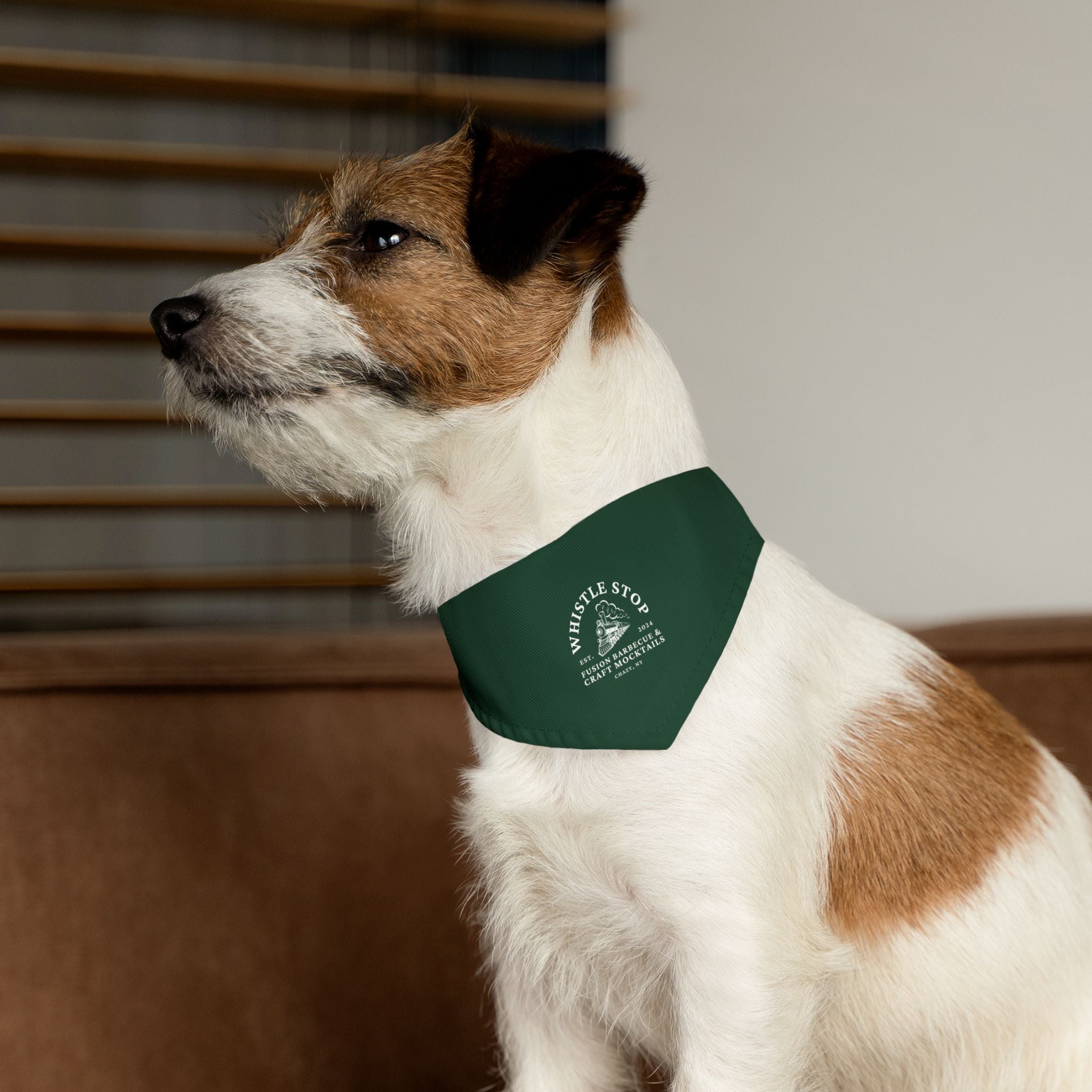 Whistle Stop Green Pet Bandana Collar