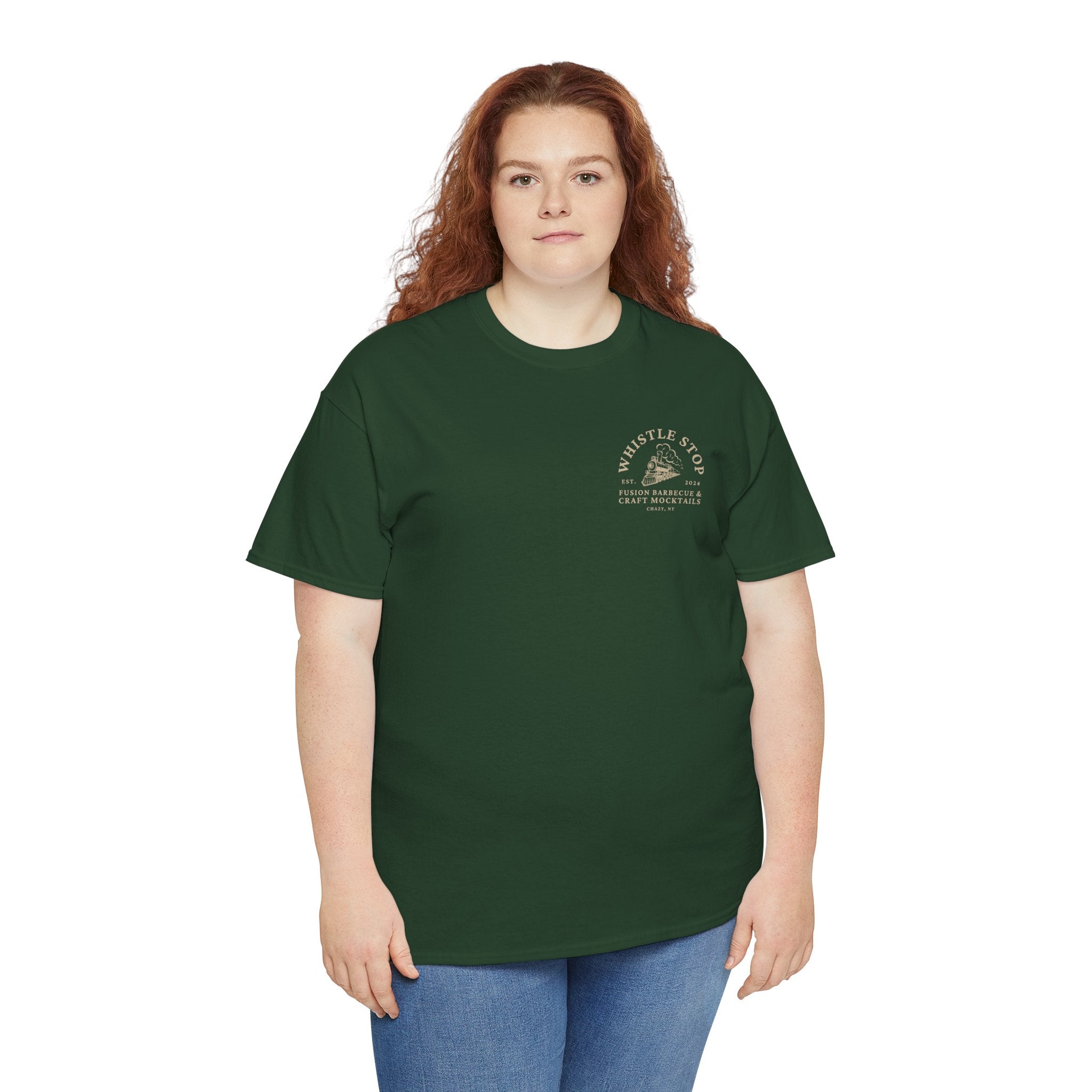 Whistle Stop BBQ & Craft Mocktails Tee — Vintage Train Logo T-Shirt