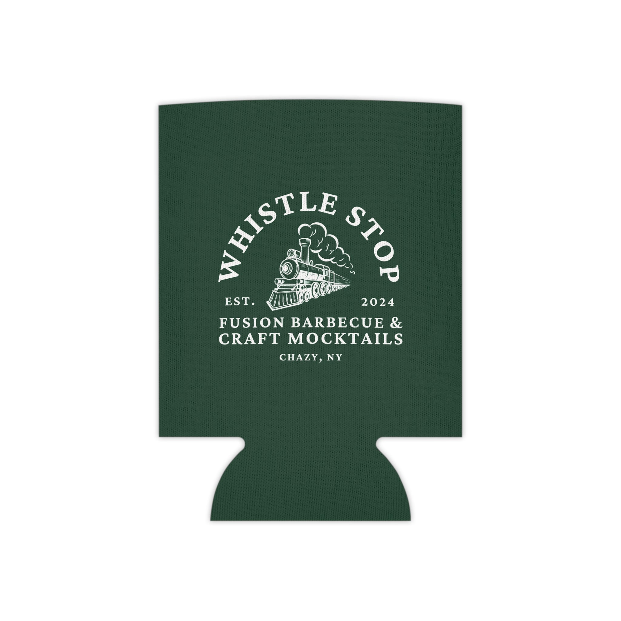 Whistle Stop Fusion Barbecue & Craft Mocktails Logo Can Cooler
