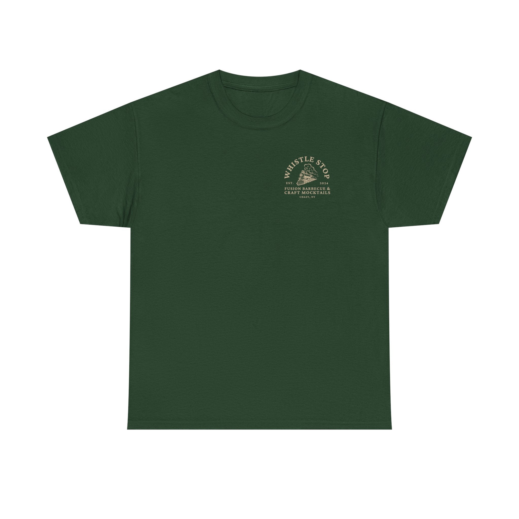 Whistle Stop BBQ & Craft Mocktails Tee — Vintage Train Logo T-Shirt