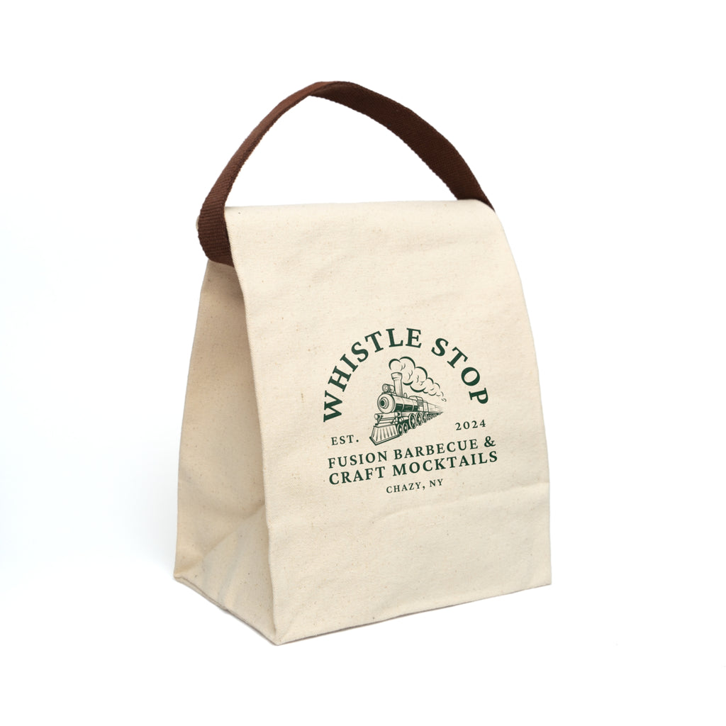 Whistle Stop Canvas Lunch Bag — Retro Train Logo Insulated Tote