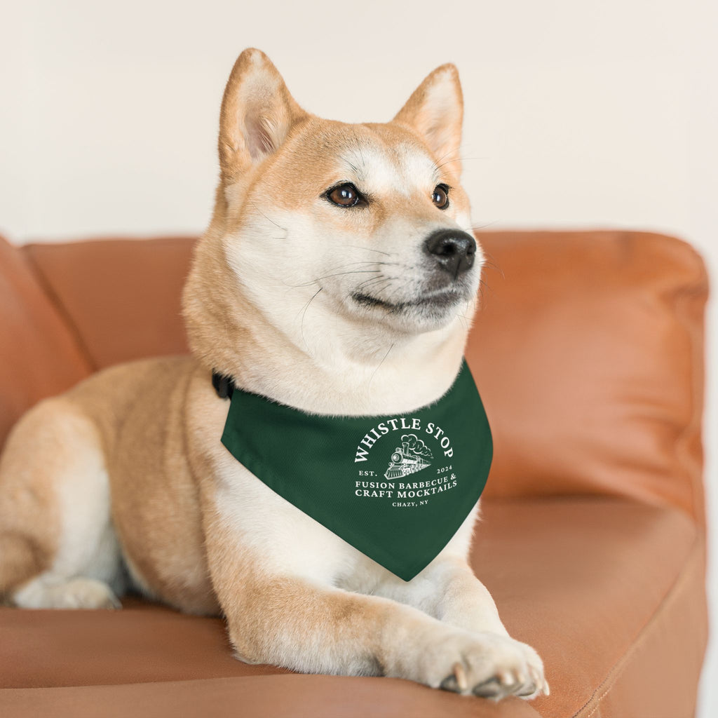 Whistle Stop Green Pet Bandana Collar