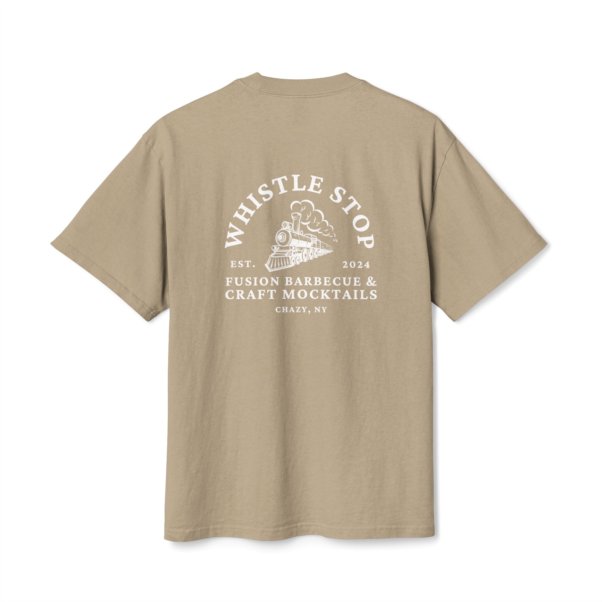 Whistle Stop Oversized Faded BBQ Tee — Whistle Stop Fusion Barbecue & Craft Mocktails Shirt