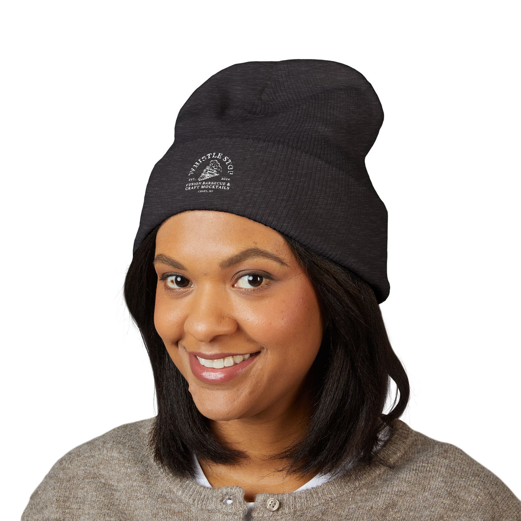 Whistle Stop Embroidered Cuffed Beanie