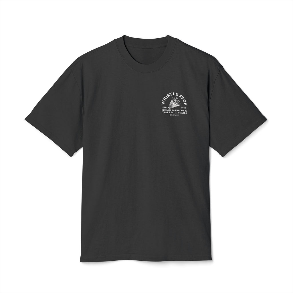 Whistle Stop Oversized Faded BBQ Tee — Whistle Stop Fusion Barbecue & Craft Mocktails Shirt
