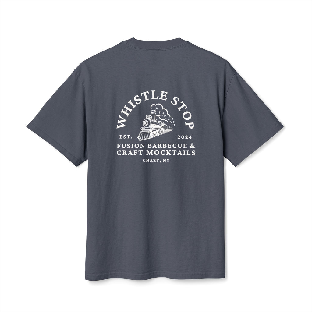 Whistle Stop Oversized Faded BBQ Tee — Whistle Stop Fusion Barbecue & Craft Mocktails Shirt