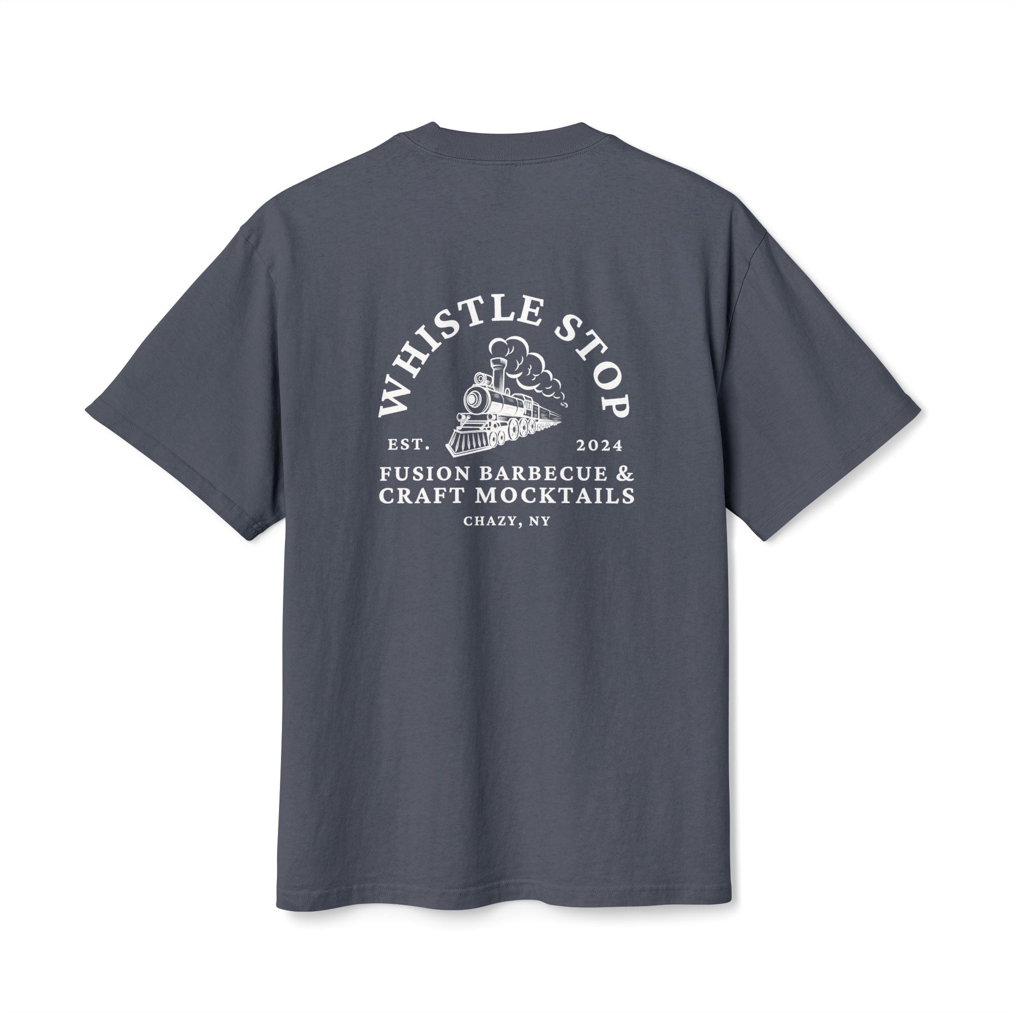 Whistle Stop Oversized Faded BBQ Tee — Whistle Stop Fusion Barbecue & Craft Mocktails Shirt