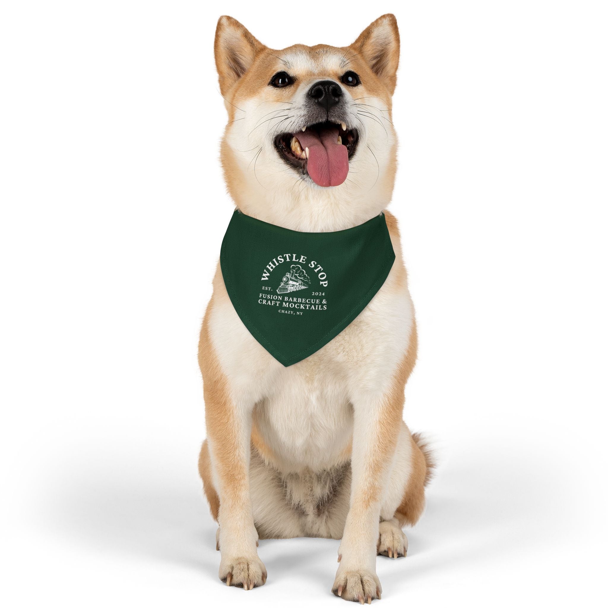 Whistle Stop Green Pet Bandana Collar