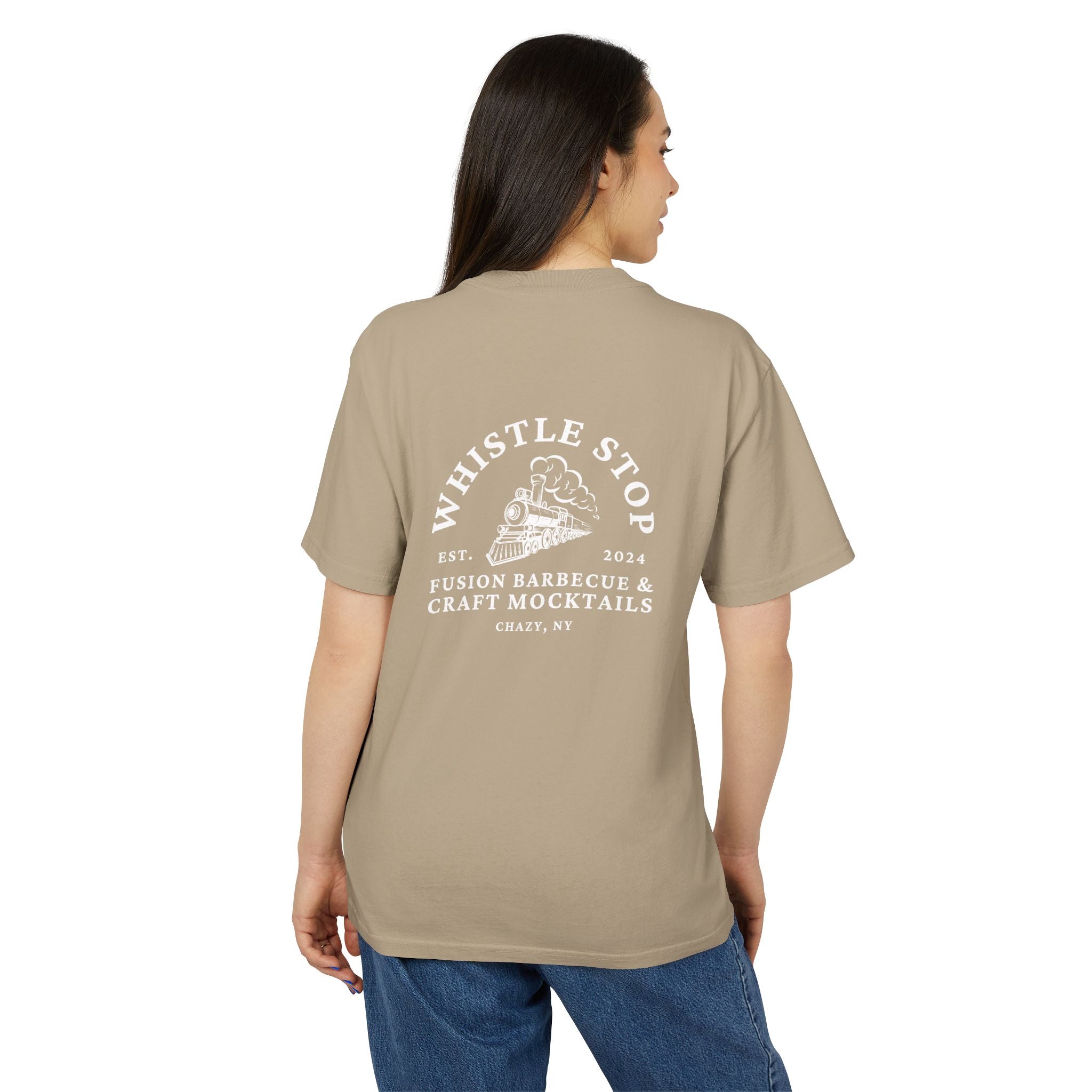 Whistle Stop Oversized Faded BBQ Tee — Whistle Stop Fusion Barbecue & Craft Mocktails Shirt