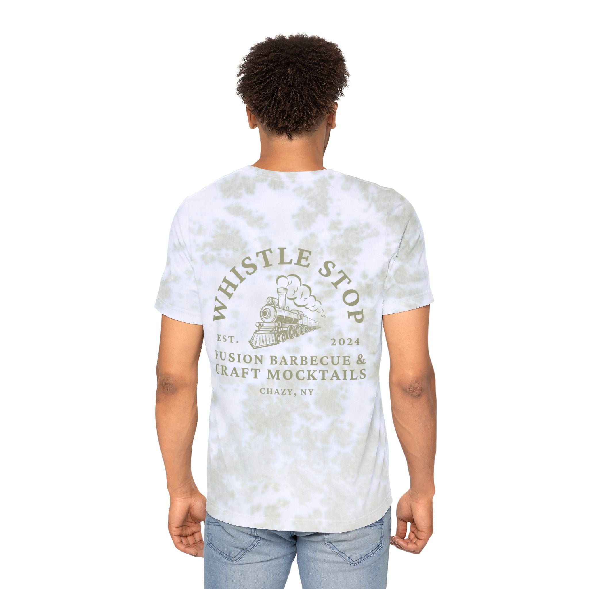 Tie-Dye Logo T-Shirt — 'Whistle Stop' Barbecue & Craft Mocktails