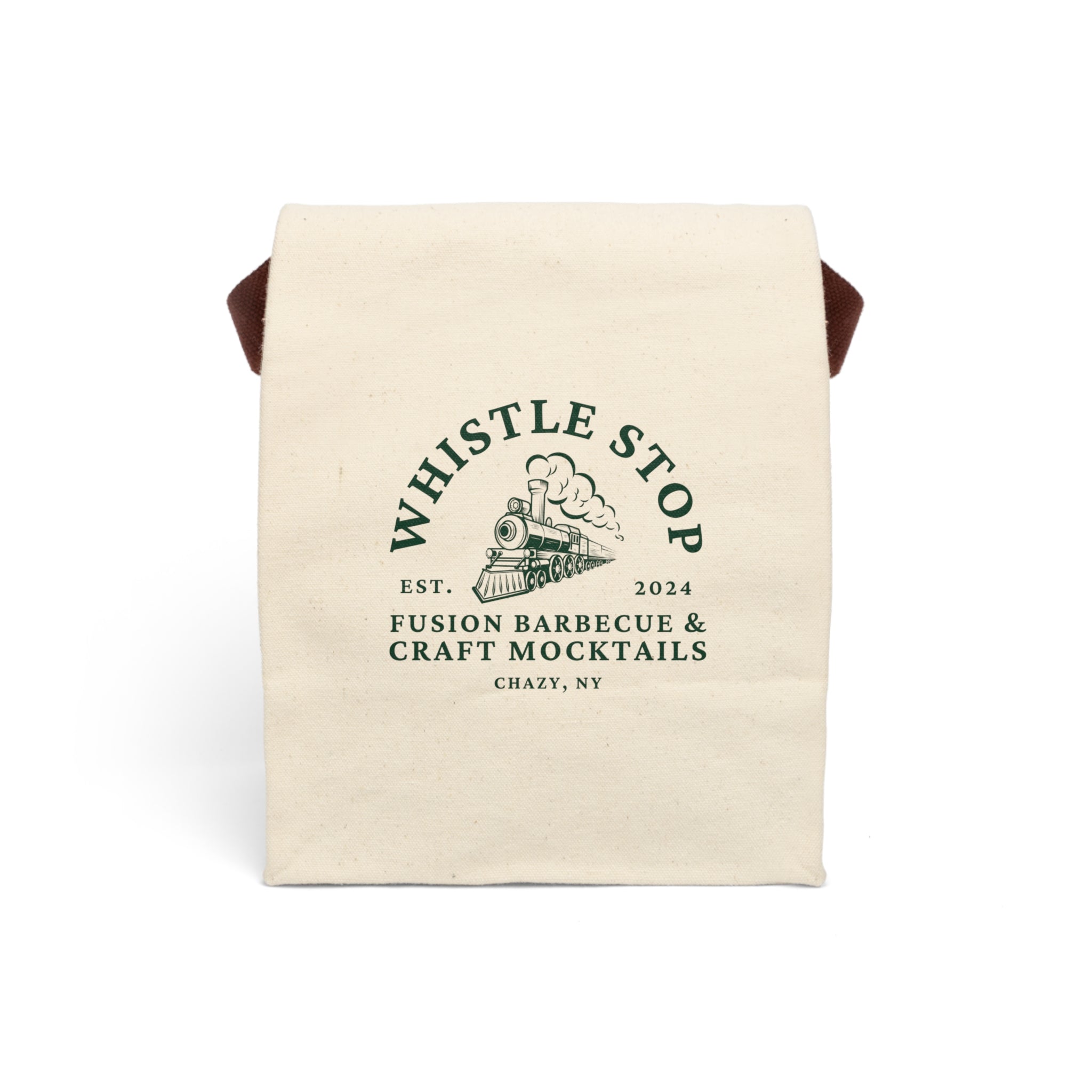 Whistle Stop Canvas Lunch Bag — Retro Train Logo Insulated Tote