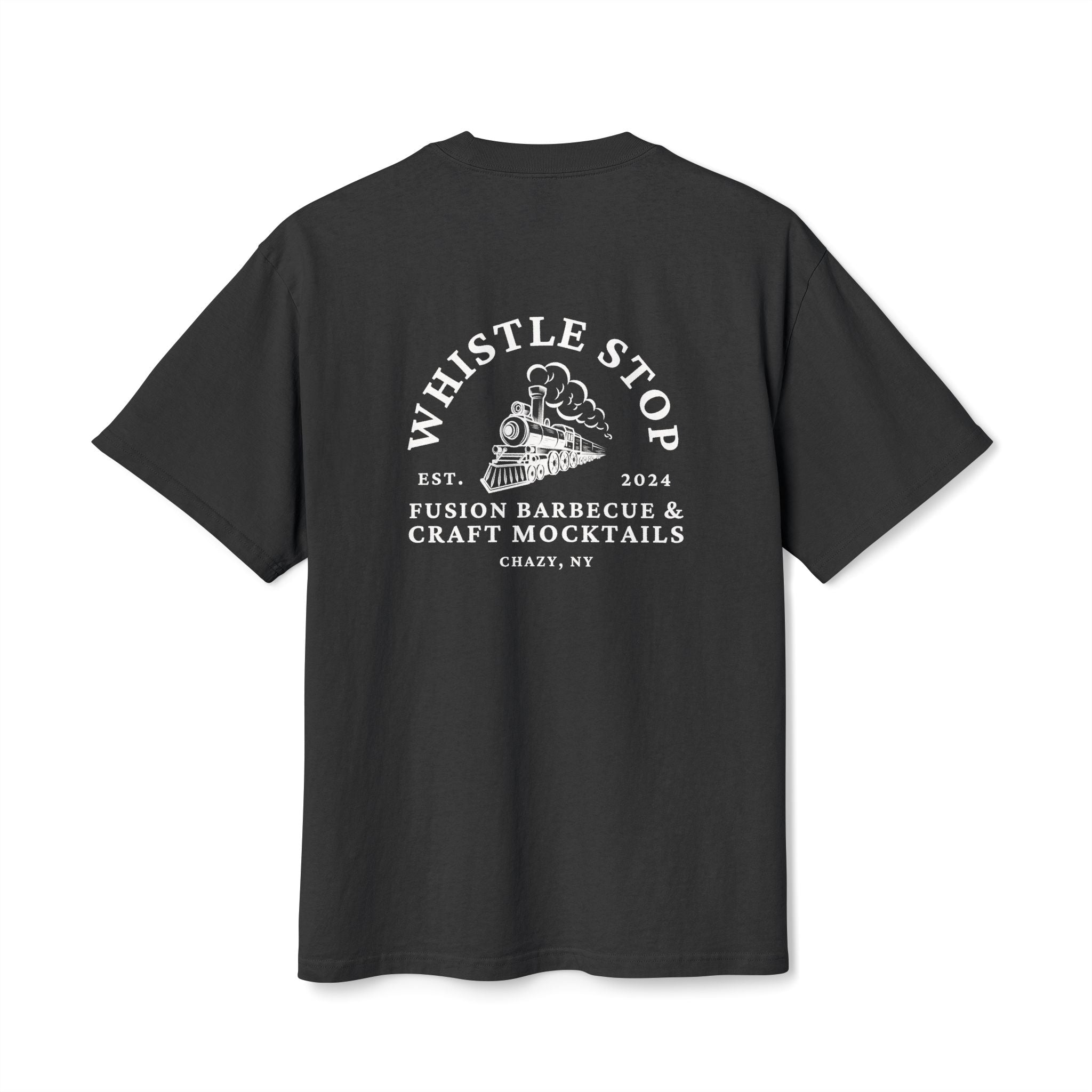 Whistle Stop Oversized Faded BBQ Tee — Whistle Stop Fusion Barbecue & Craft Mocktails Shirt
