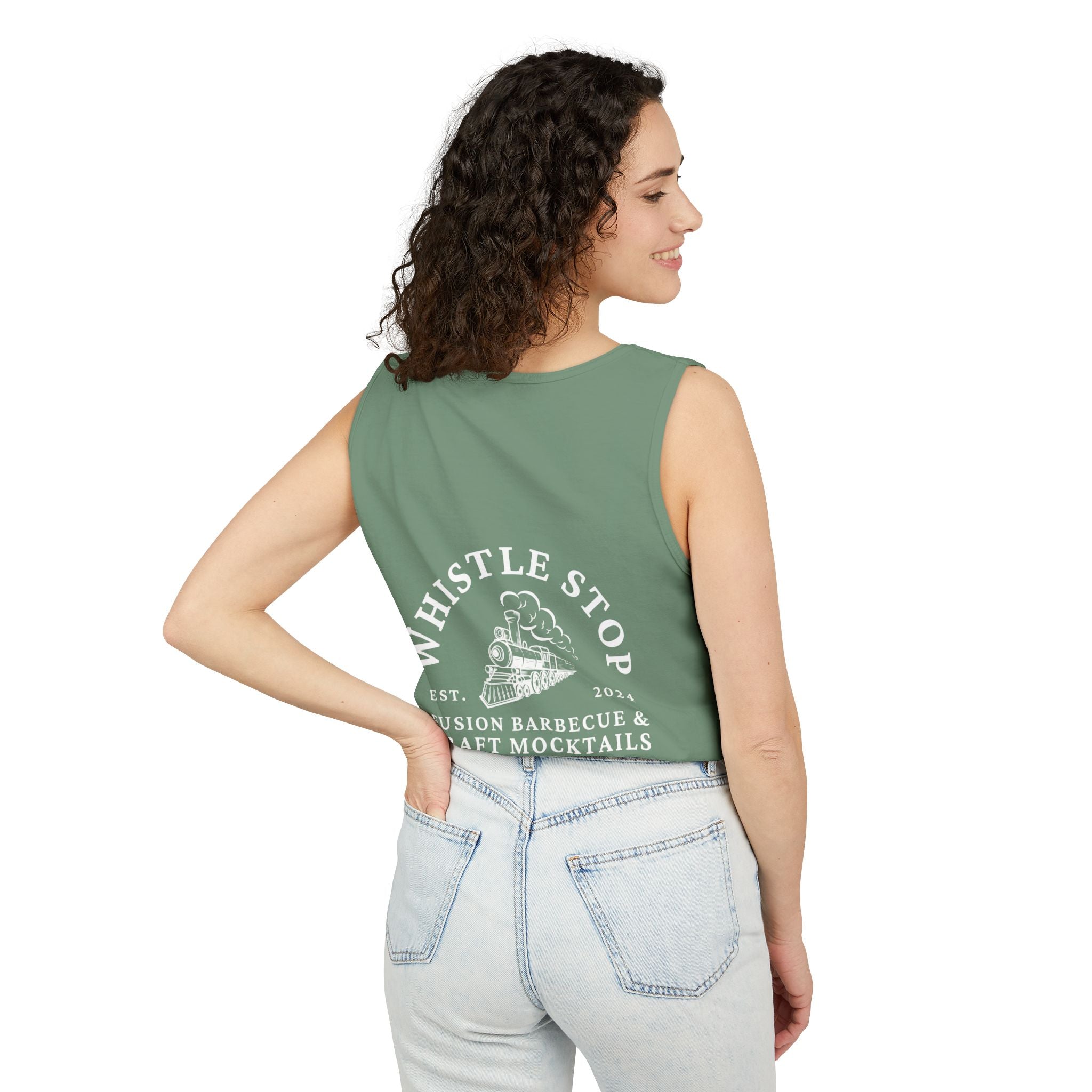 Whistle Stop Vintage Camper Tank Top — Retro Travel Graphic Tank