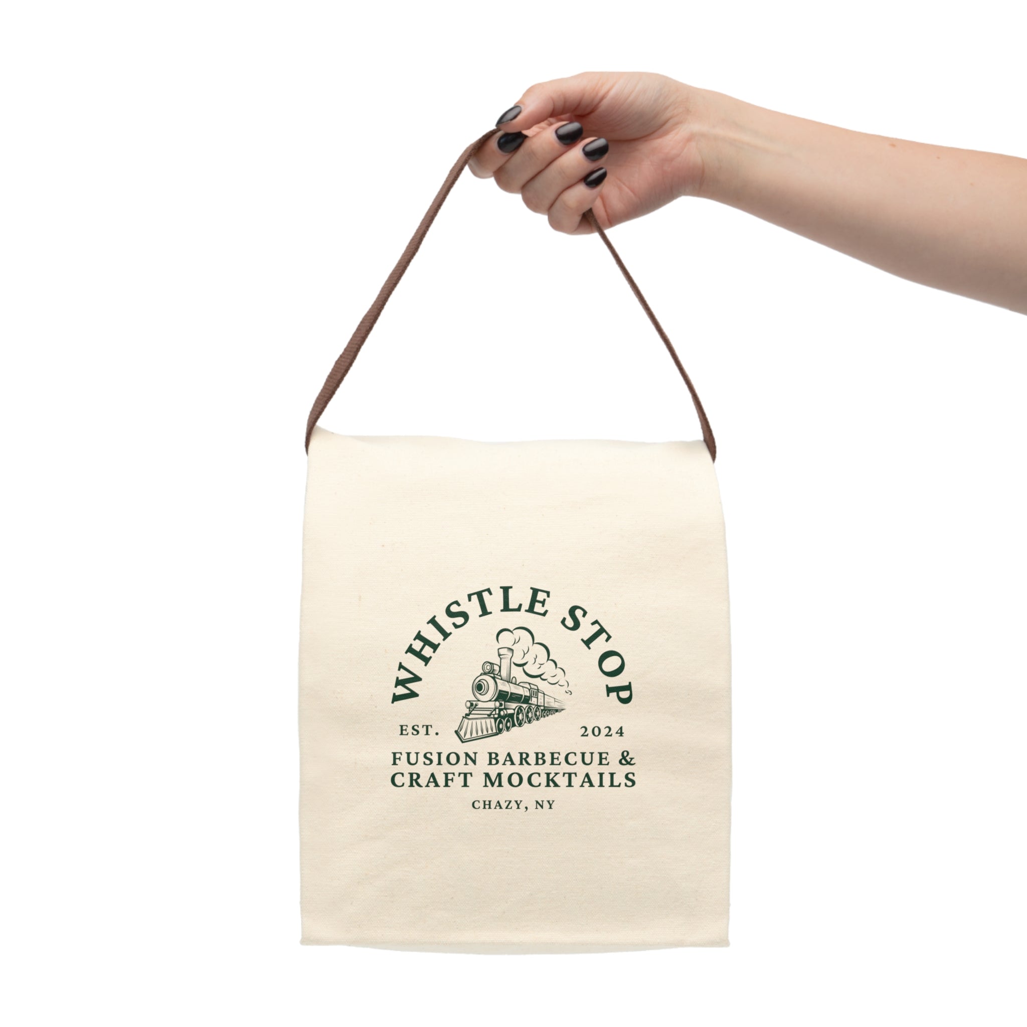 Whistle Stop Canvas Lunch Bag — Retro Train Logo Insulated Tote
