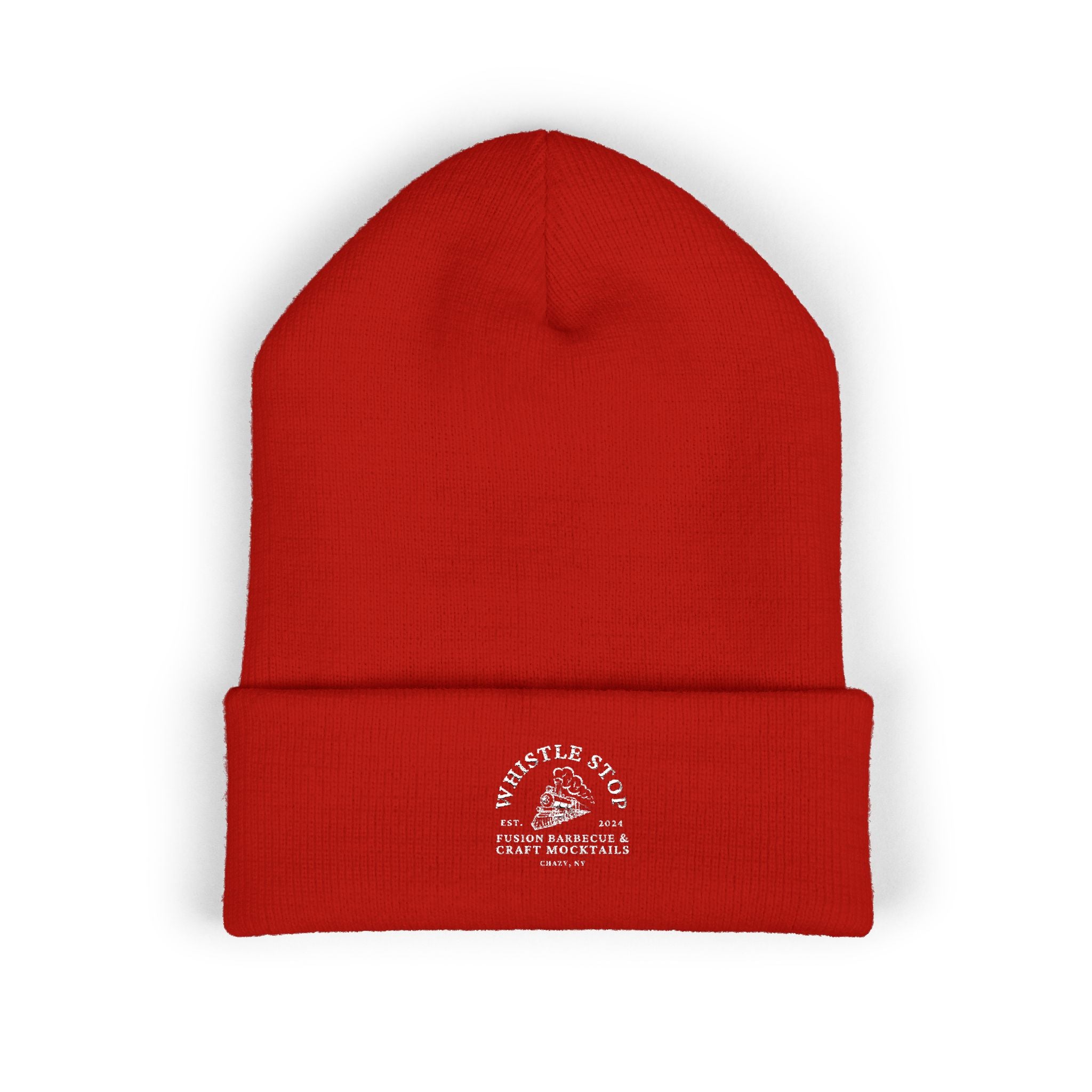 Whistle Stop Embroidered Cuffed Beanie