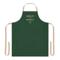 "Risk It For The Brisket" Whistle Stop Forest Green Apron with Beige Straps
