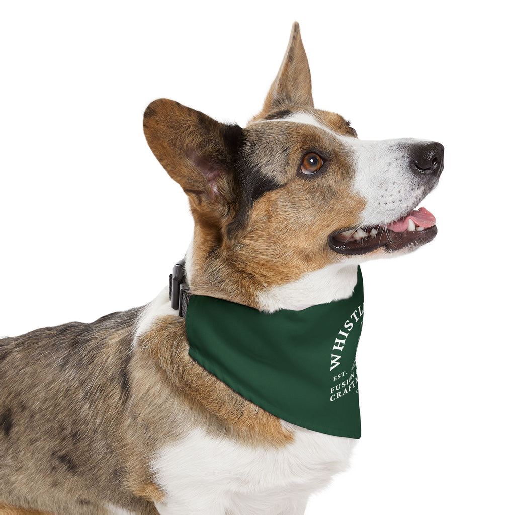 Whistle Stop Green Pet Bandana Collar
