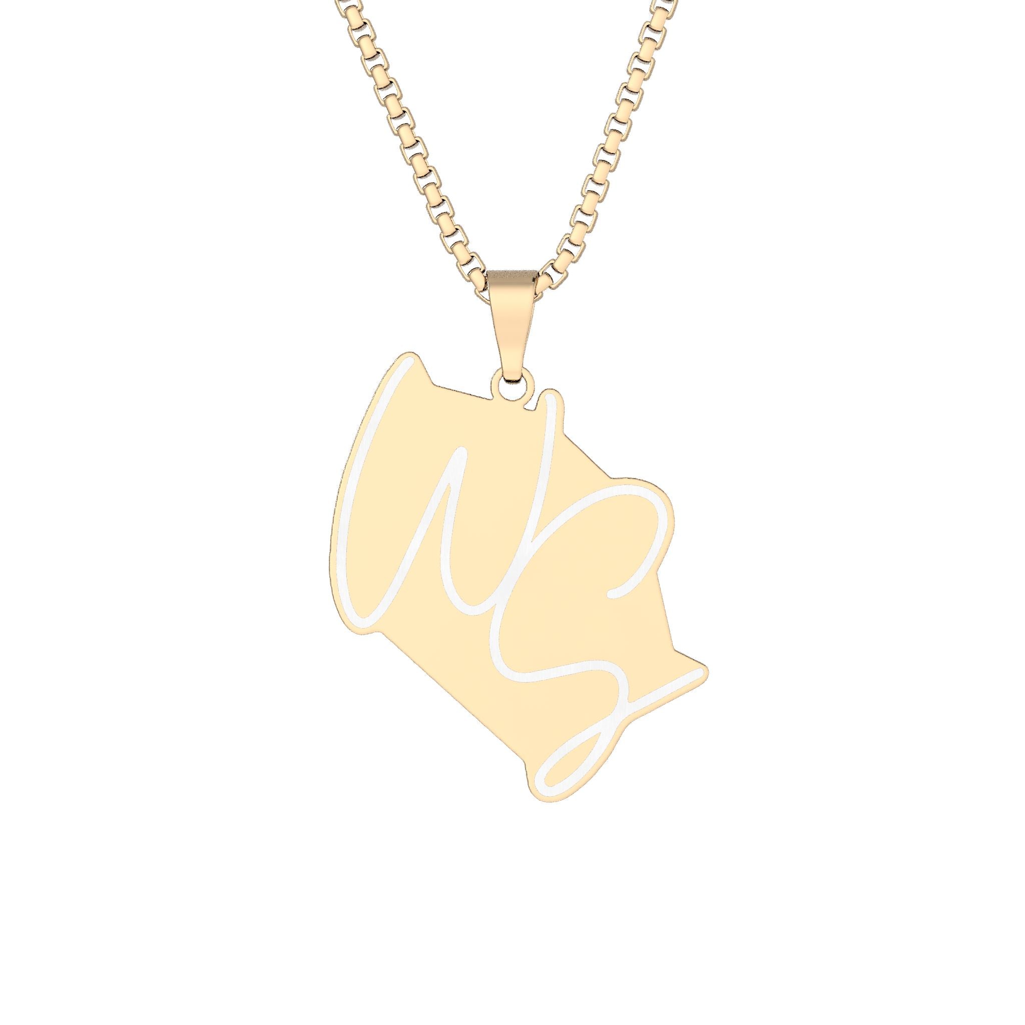 Whistle Stop Script Logo Custom Gold Plated Engraved Pendant