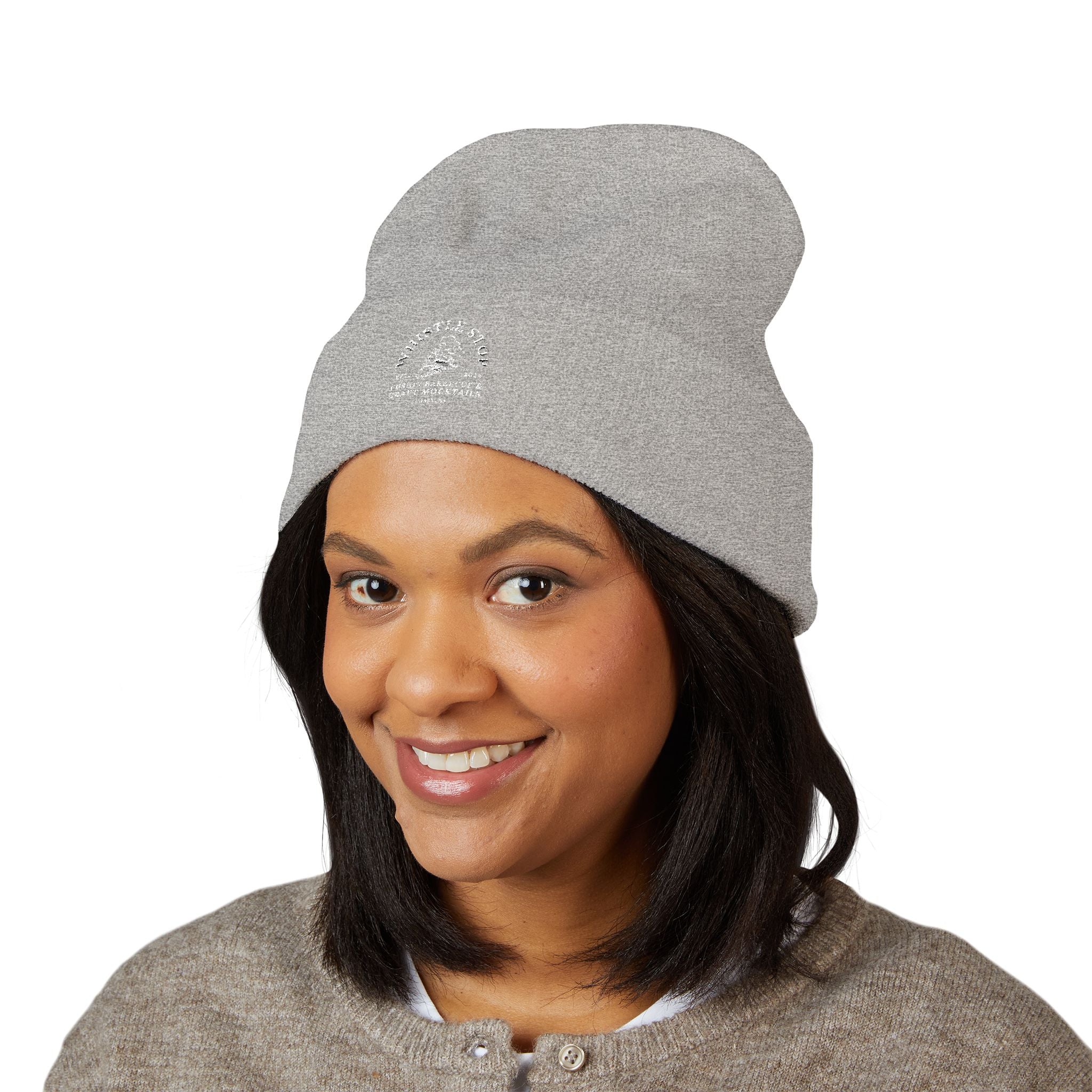 Whistle Stop Embroidered Cuffed Beanie